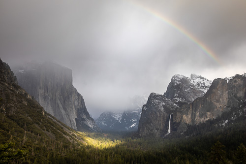 image  of rainbow in yosemite valley by jesse kendall